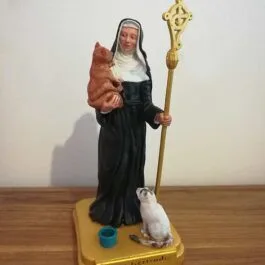 Santa de Los Gatos | Santa Gertrudis de Nivelles Escultura en Resina