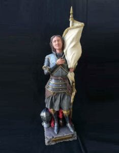 Escultura Santa Juana de Arco Resina Pintada Mano 46 Cm
