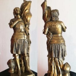 Imagen Religiosa Santa Juana de Arco en Resina Estilo Bronce