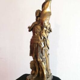 Imagen Religiosa Santa Juana de Arco en Resina Estilo Bronce