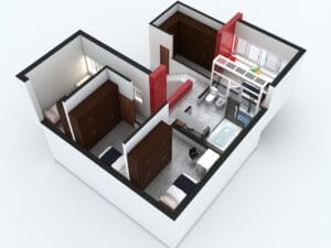 Renderizado Arquitectura | Casa 3D abierta Corte