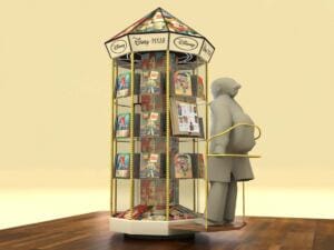 Renderizado 3D de expositor de Libros Calesita