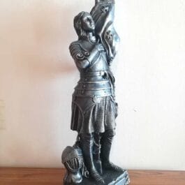 Estatua de Juana de Arco en Yeso Piedra 46 cm Plata, Hierro Antiguo