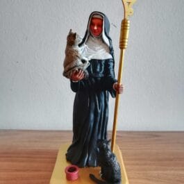 Figura del Santo de Los Gatos en Yeso Piedra | Gertrudis de Nivelles