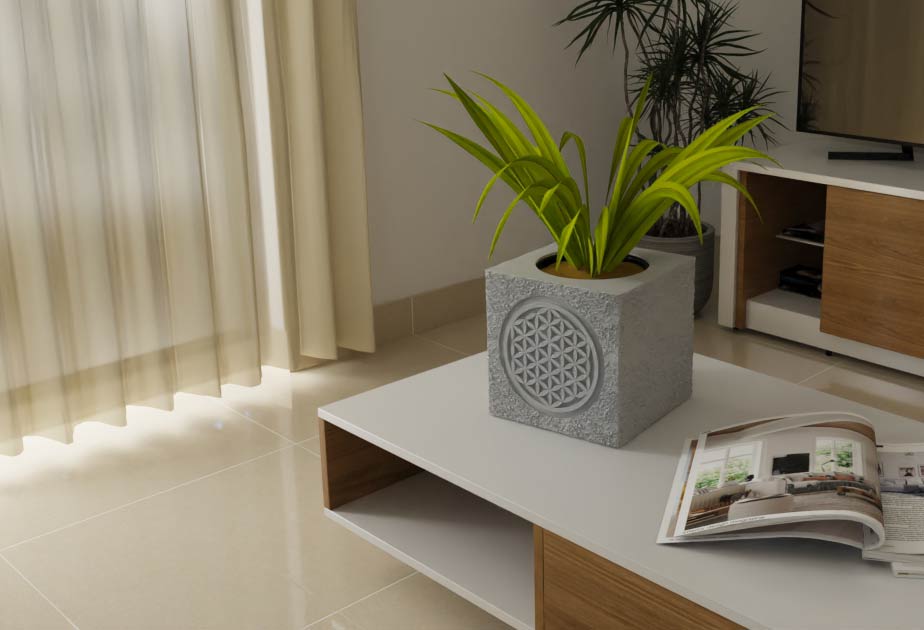 Maceta Flor de la Vida en cemento